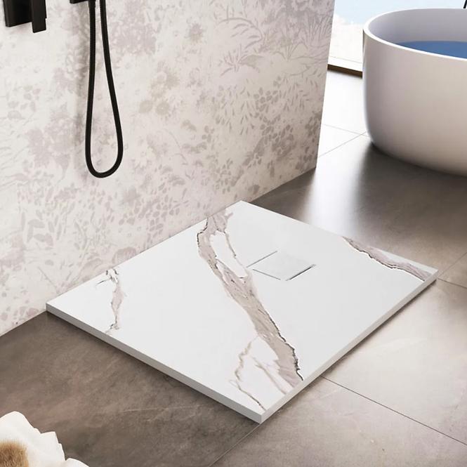 Téglalap alakú zuhanytálca Magnum Carrara White 80x100x2,5 Rea K7004