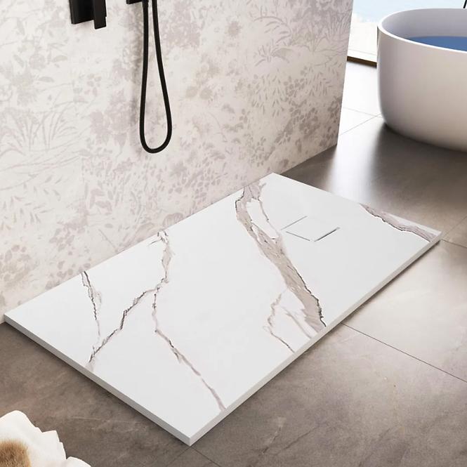 Téglalap alakú zuhanytálca Magnum Carrara White 80x100x2,5 Rea K7004