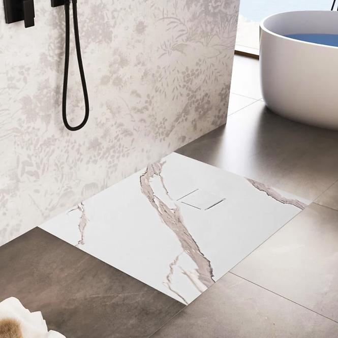 Négyzet alakú zuhanytálca Magnum Carrara White 90x90x2,5 Rea K7005