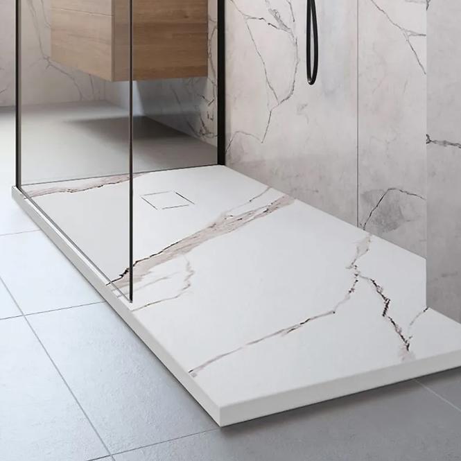 Négyzet alakú zuhanytálca Magnum Carrara White 90x90x2,5 Rea K7005