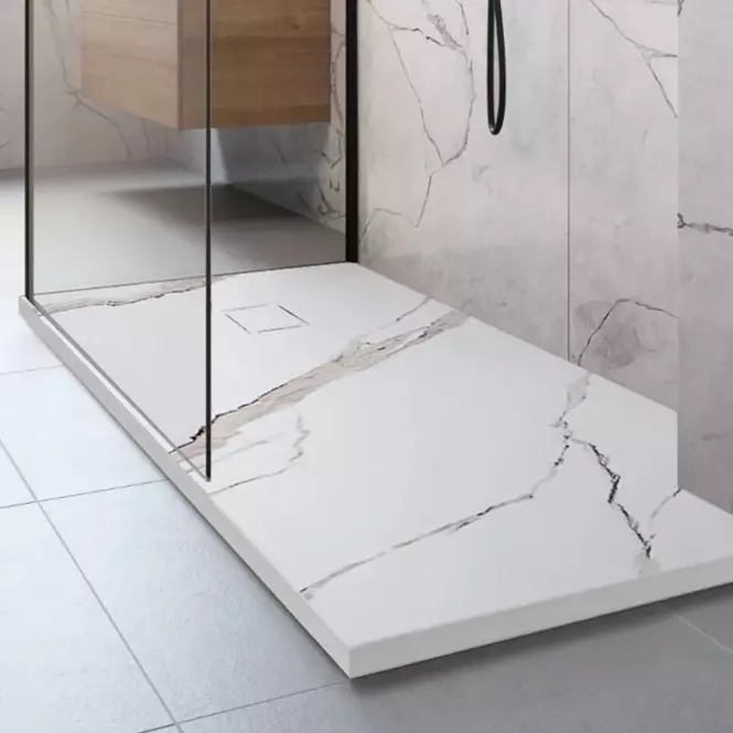 Négyzet alakú zuhanytálca Magnum Carrara White 90x90x2,5 Rea K7005,7