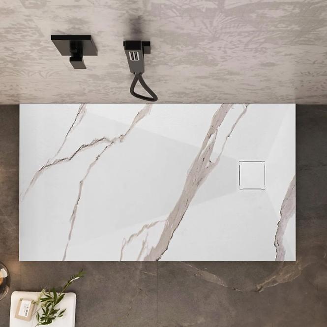 Téglalap alakú zuhanytálca Magnum Carrara White 90x120x2,5 Rea K7006,5