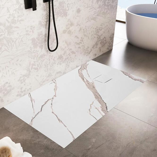Téglalap alakú zuhanytálca Magnum Carrara White 90x120x2,5 Rea K7006,7