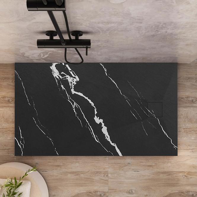 Téglalap alakú zuhanytálca Magnum Carrara Black 80x100x2,5 Rea K7007