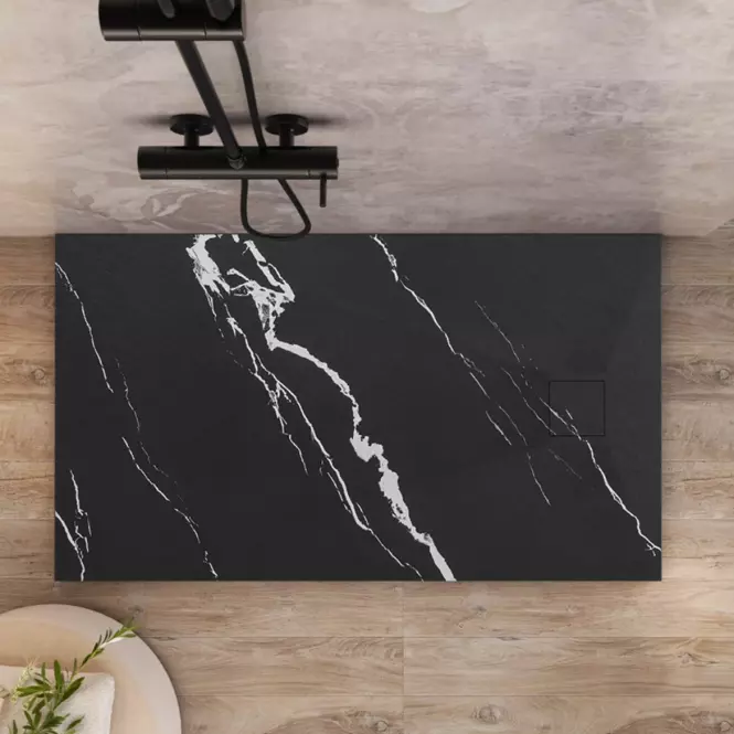 Téglalap alakú zuhanytálca Magnum Carrara Black 80x100x2,5 Rea K7007,6
