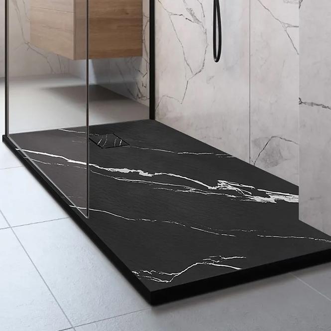 Téglalap alakú zuhanytálca Magnum Carrara Black 80x100x2,5 Rea K7007