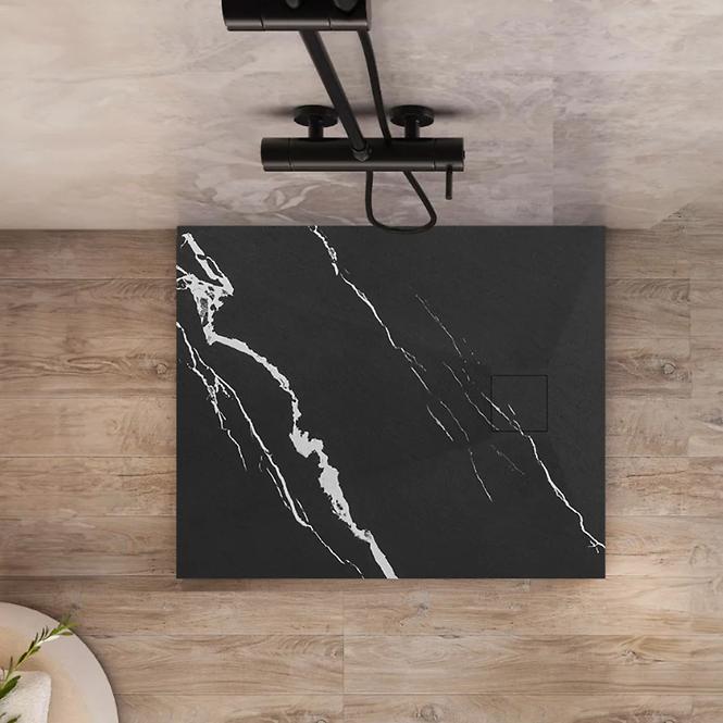Négyzet alakú zuhanytálca Magnum Carrara Black 90x90x2,5 Rea K7008,6