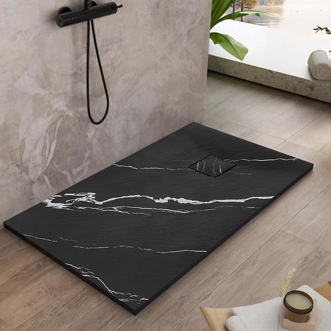 Téglalap alakú zuhanytálca Magnum Carrara Black 90x120x2,5 Rea K7009
