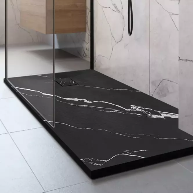 Téglalap alakú zuhanytálca Magnum Carrara Black 90x120x2,5 Rea K7009,7