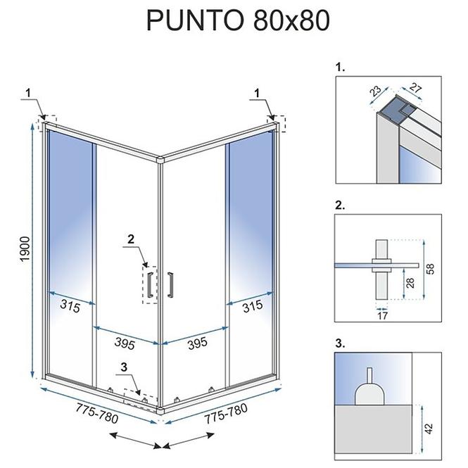 Zuhanykabin Punto Gold 80x80 Rea-K6441  