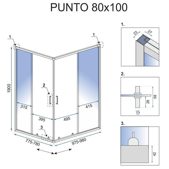 Zuhanykabin Punto Gold 90x90 Rea-K6440