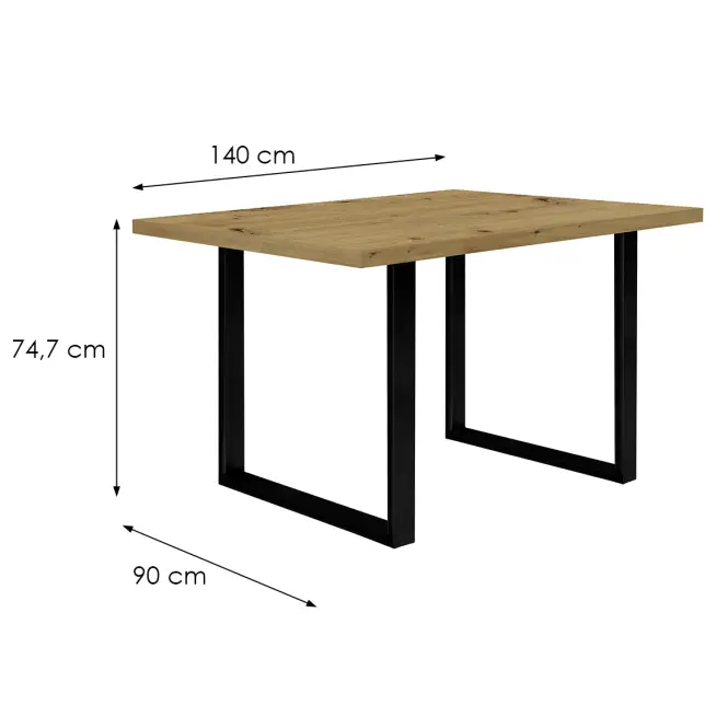 Asztal Tarazjus 140 cm łTBLT441-D78-904 artisan/fekete