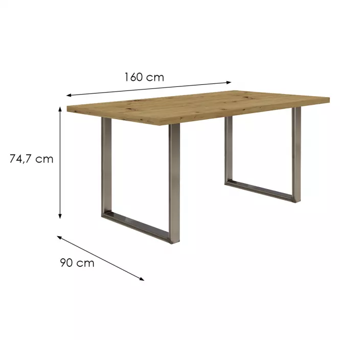Asztal Tarazjus 160 cm TBLT442-D78-941 artisan/stal,2