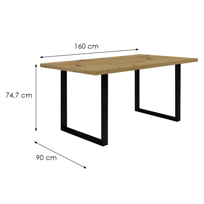 Asztal Tarazjus 160 cm TBLT442-D78-904 artisan/fekete