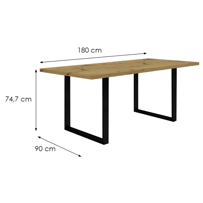 Asztal Tarazjus 180 cm TBLT443-D78-904 artisan/fekete,2
