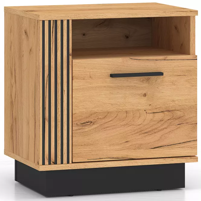 Éjjeliszekrény Urso 09 Tölgy Craft aranysárga/fekete