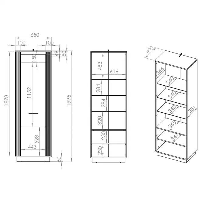 Vitrin Urso 04 Tölgy Craft Aranysárga/Fekete