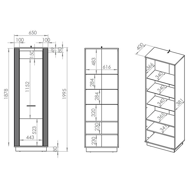 Vitrin Urso 04 Tölgy Craft Aranysárga/Fekete