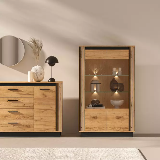 Vitrin Urso 04 Tölgy Craft Aranysárga/Fekete,7