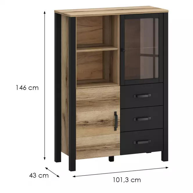 Vitrin 2d3s Derby C Light + Black