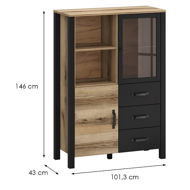 Vitrin 2d3s Derby C Light + Black