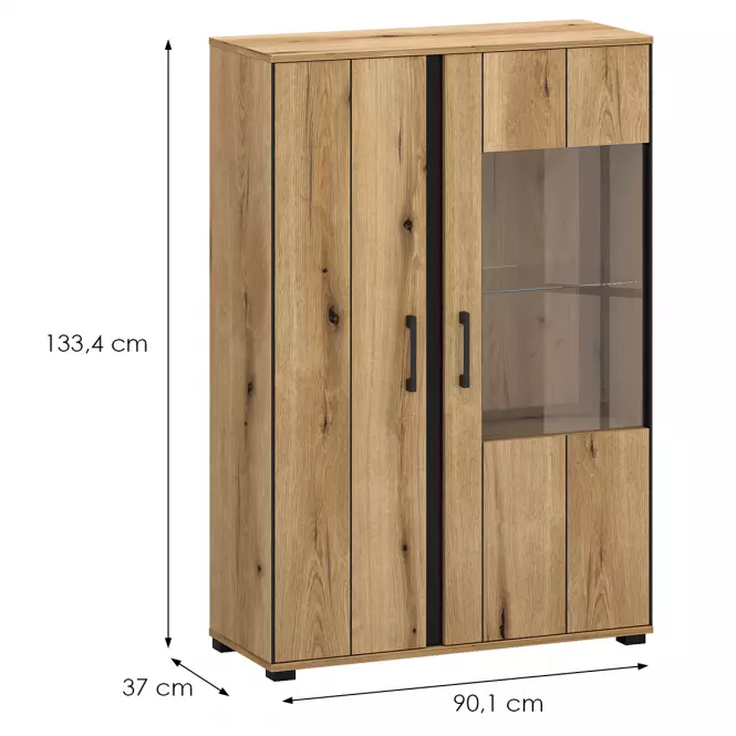 Vitrin 2d3s Kendal C Light + Black,2