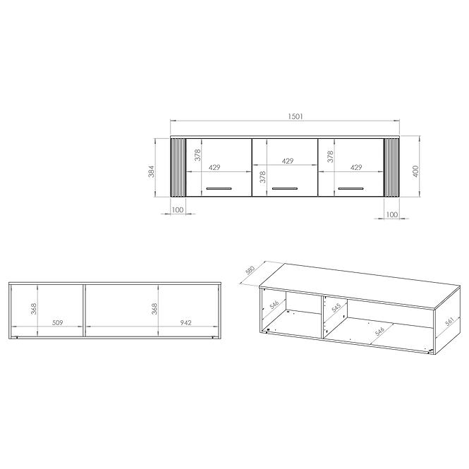 Szekrény Urso 11 3d Tölgy Craft aranysárga/fekete,2
