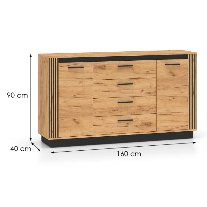Komód Urso 06 Tölgy Craft Aranysárga/Fekete,3