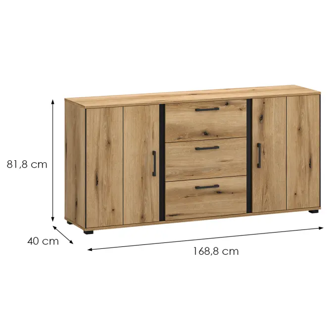 Komód 2d3s Kendal E Light + Black,2