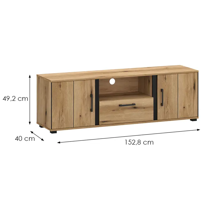 Szekrény RTV Kendal B 2d1s Light + Black,2