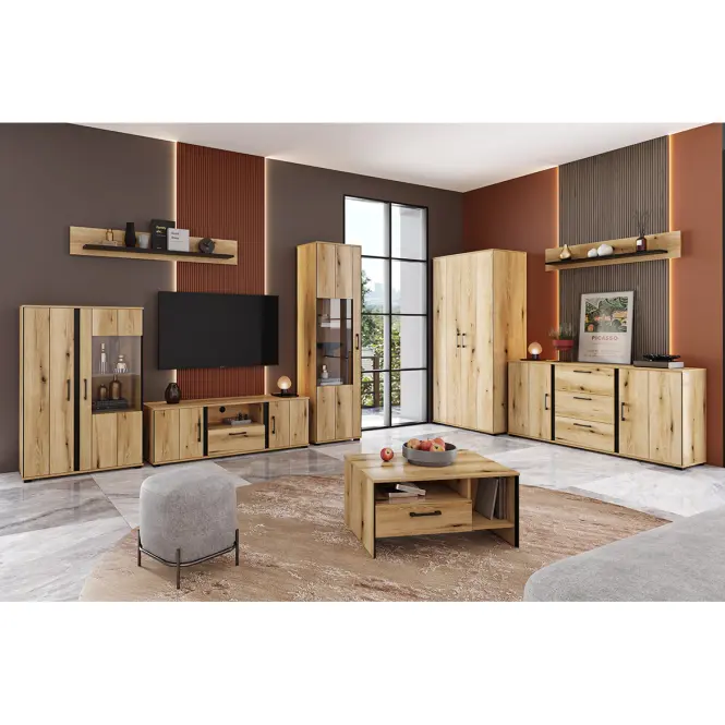 Szekrény RTV Kendal B 2d1s Light + Black,4