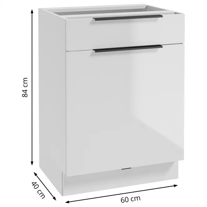 Konyhaszekrény Basti B60 60x84x49 1D2S fehér,2