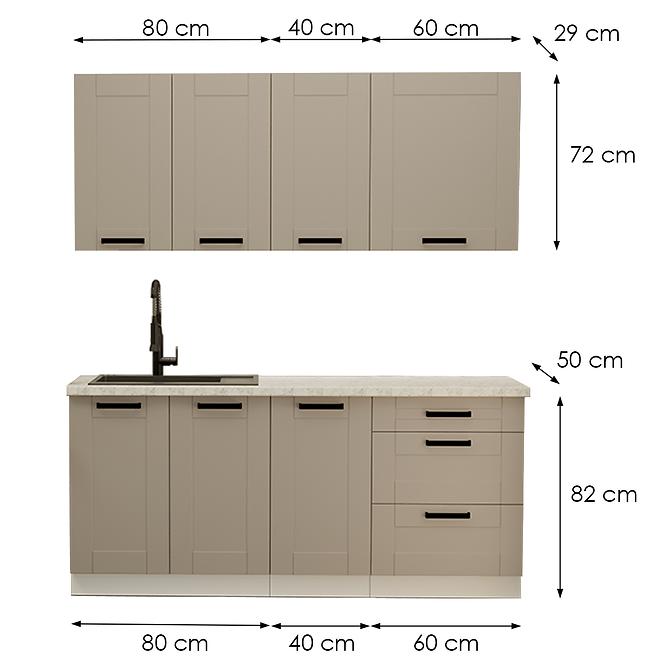 Konyhabútor Luna Claygrey/Fehér 180cm  konyhai munkalap nélkül 