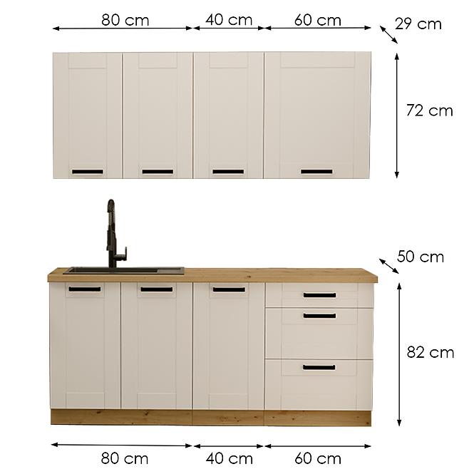 Konyhabútor Luna Fehér/Artisan 180cm  konyhai munkalap nélkül 