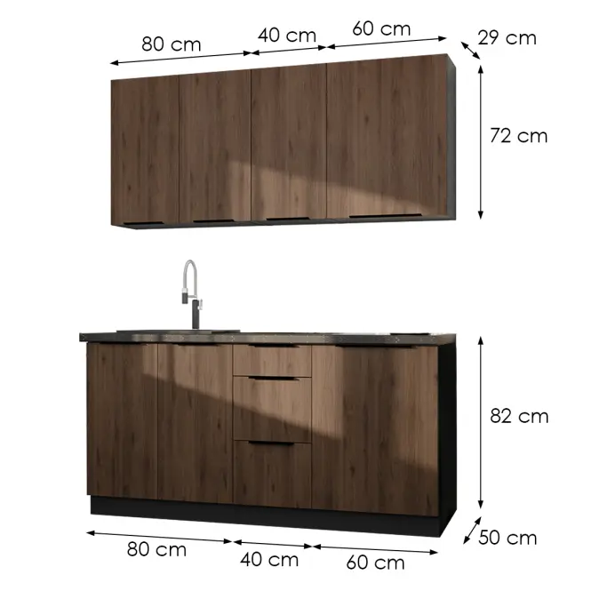 Konyhabútor Monza 180cm  konyhai munkalap nélkül