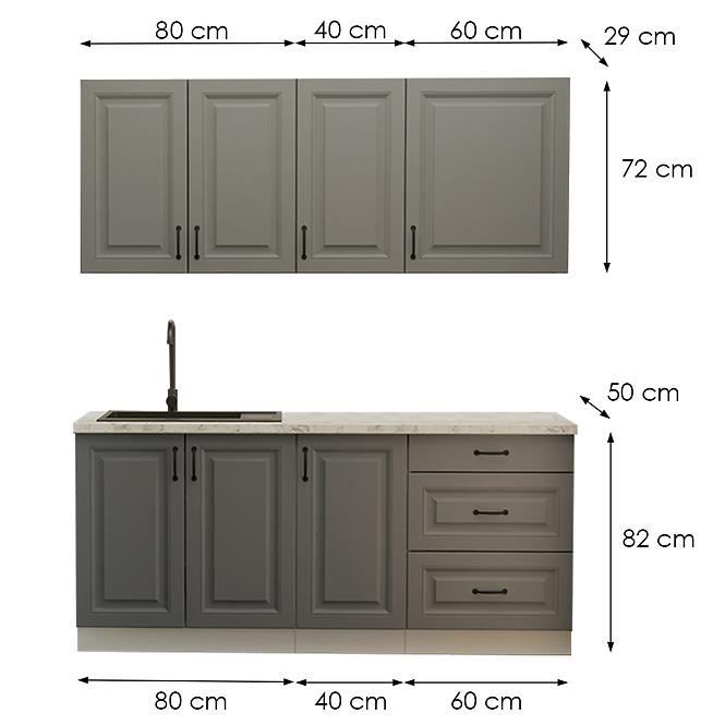 Konyhabútor Stilo Dustgrey/Fehér 180cm  konyhai munkalap nélkül ,2
