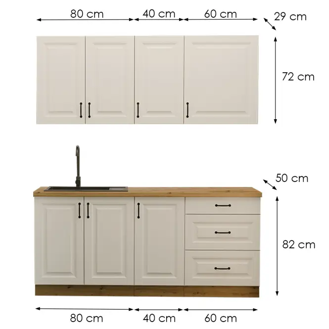Konyhabútor Stilo Fehér/Artisan 180cm  konyhai munkalap nélkül