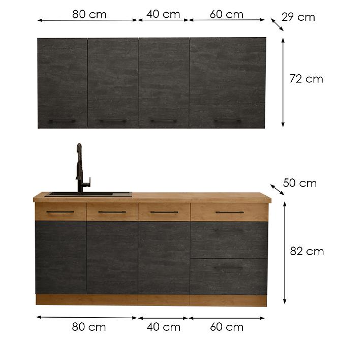 Konyhabútor Vigo Dark 180cm  konyhai munkalap nélkül,2