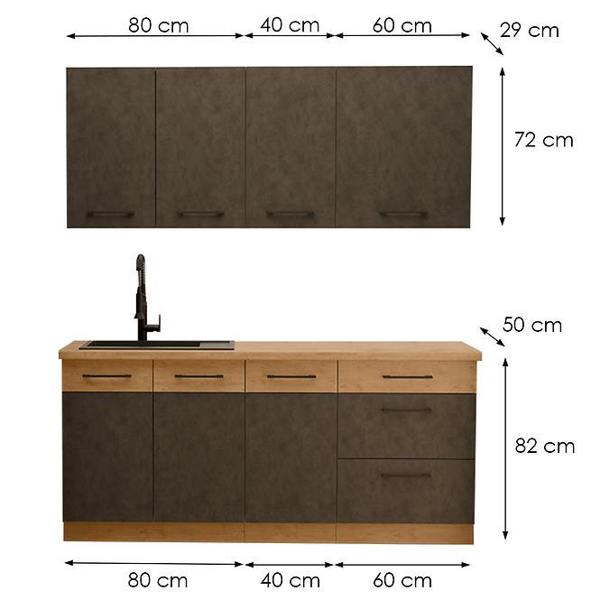 Konyhabútor Vigo Grafit Mat 180cm  konyhai munkalap nélkül,2