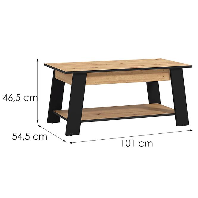 Dohányzóasztal Piave Artisan/Fekete 11013083