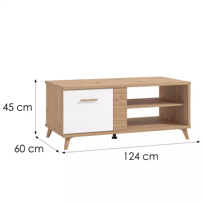 Dohányzóasztal Bretagna Artisan/Fehér 11012259