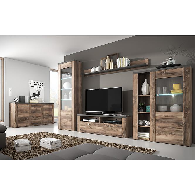 Vitrin Larona 05 1D satin nussbaum