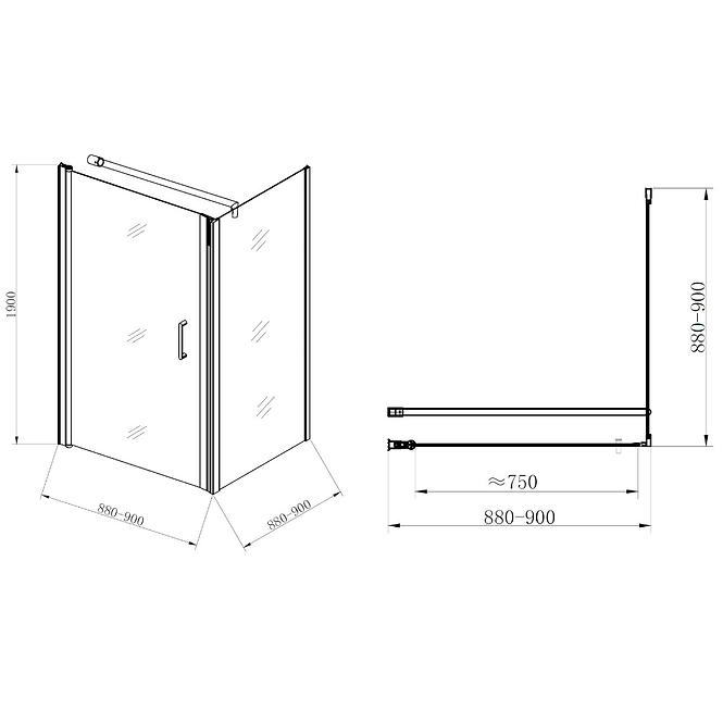 Zuhanykabin Atena  90x90x190