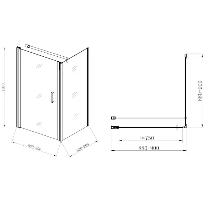 Zuhanykabin Atena  90x90x190,4