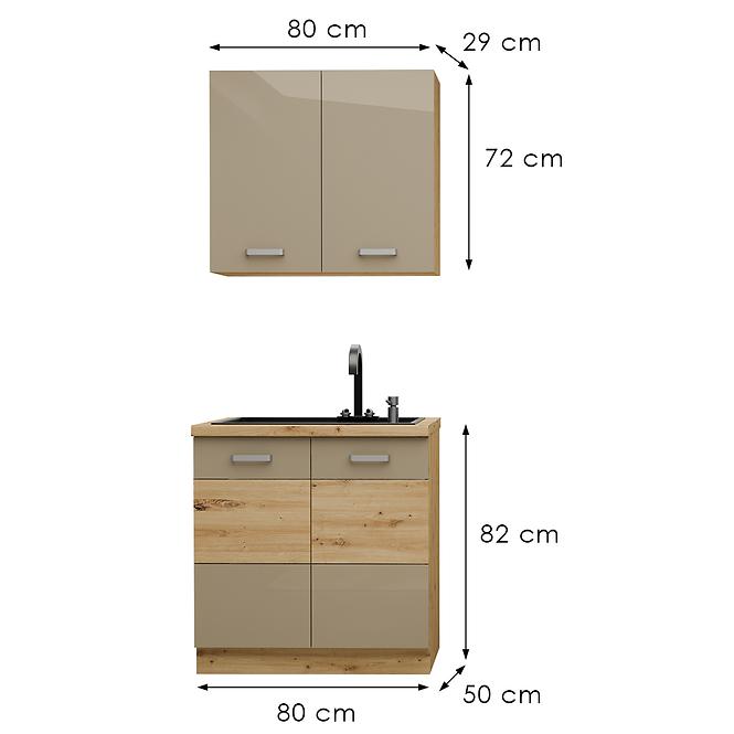 Konyhabútor Artisan Cappuccino 80cm Munkalap nélkül