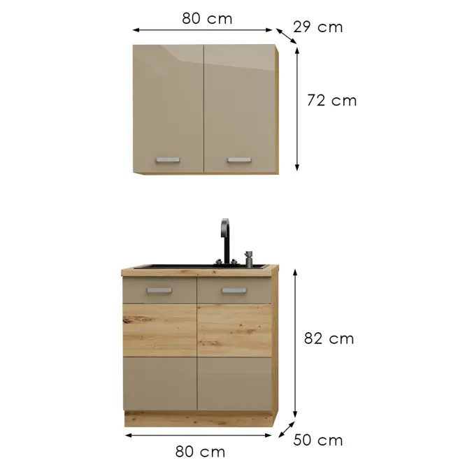 Konyhabútor Artisan Cappuccino 80cm Munkalap nélkül,3