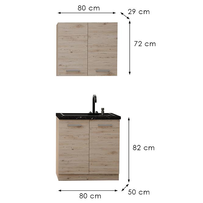 Konyhabútor Bordeaux 80cm Munkalap nélkül