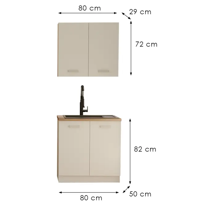 Konyhabútor Eko White 80cm Munkalap nélkül,3
