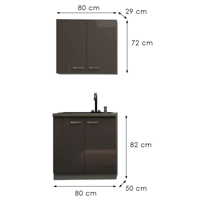 Konyhabútor Grey 80cm Munkalap nélkül