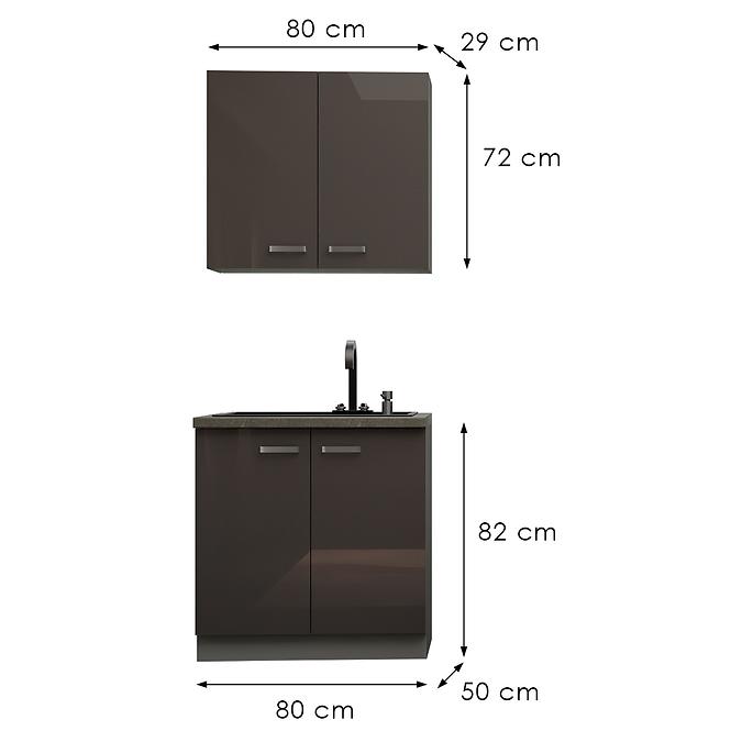 Konyhabútor Grey 80cm Munkalap nélkül